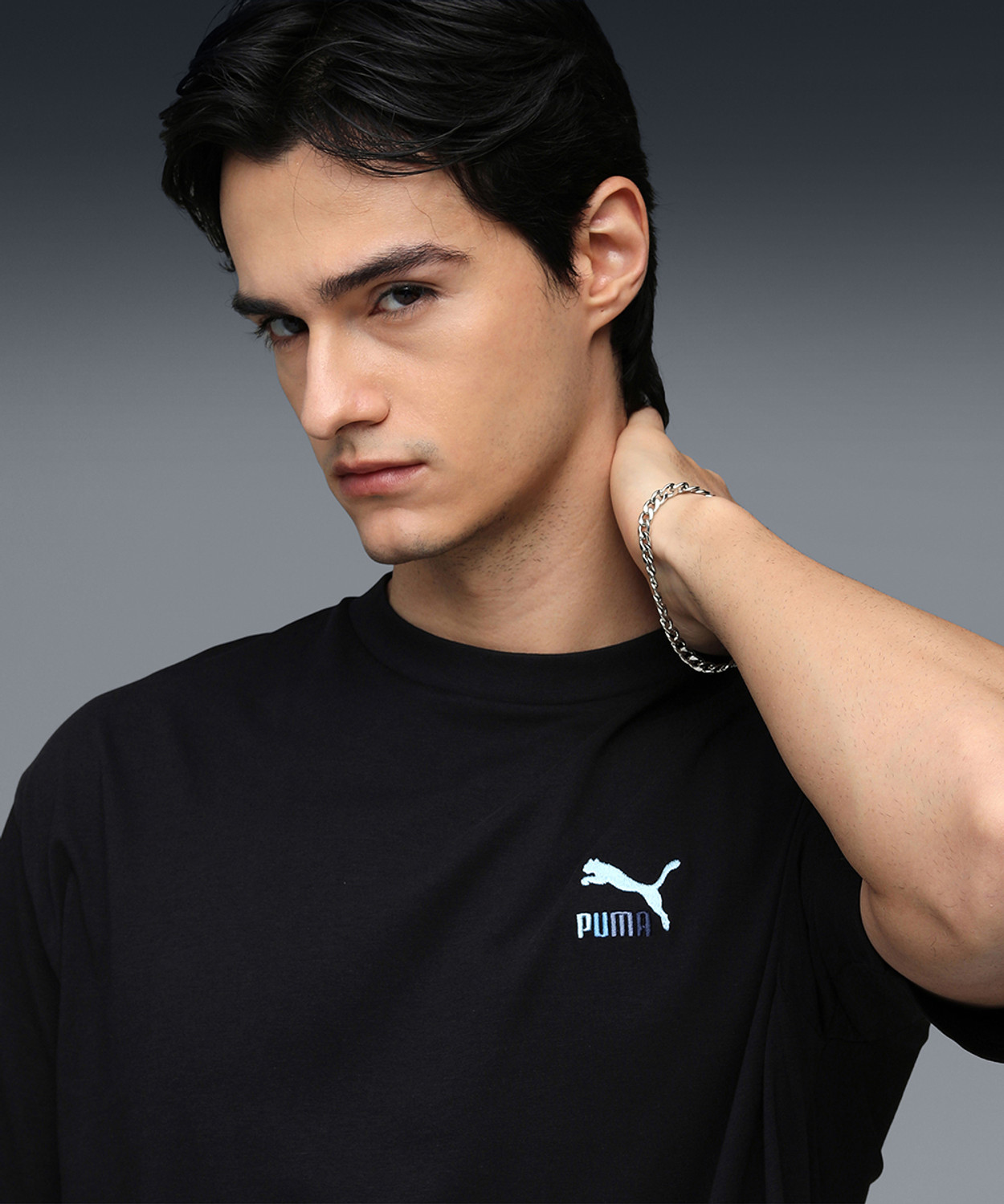 Image of PUMA Solid Men Crew Neck Black T-Shirt