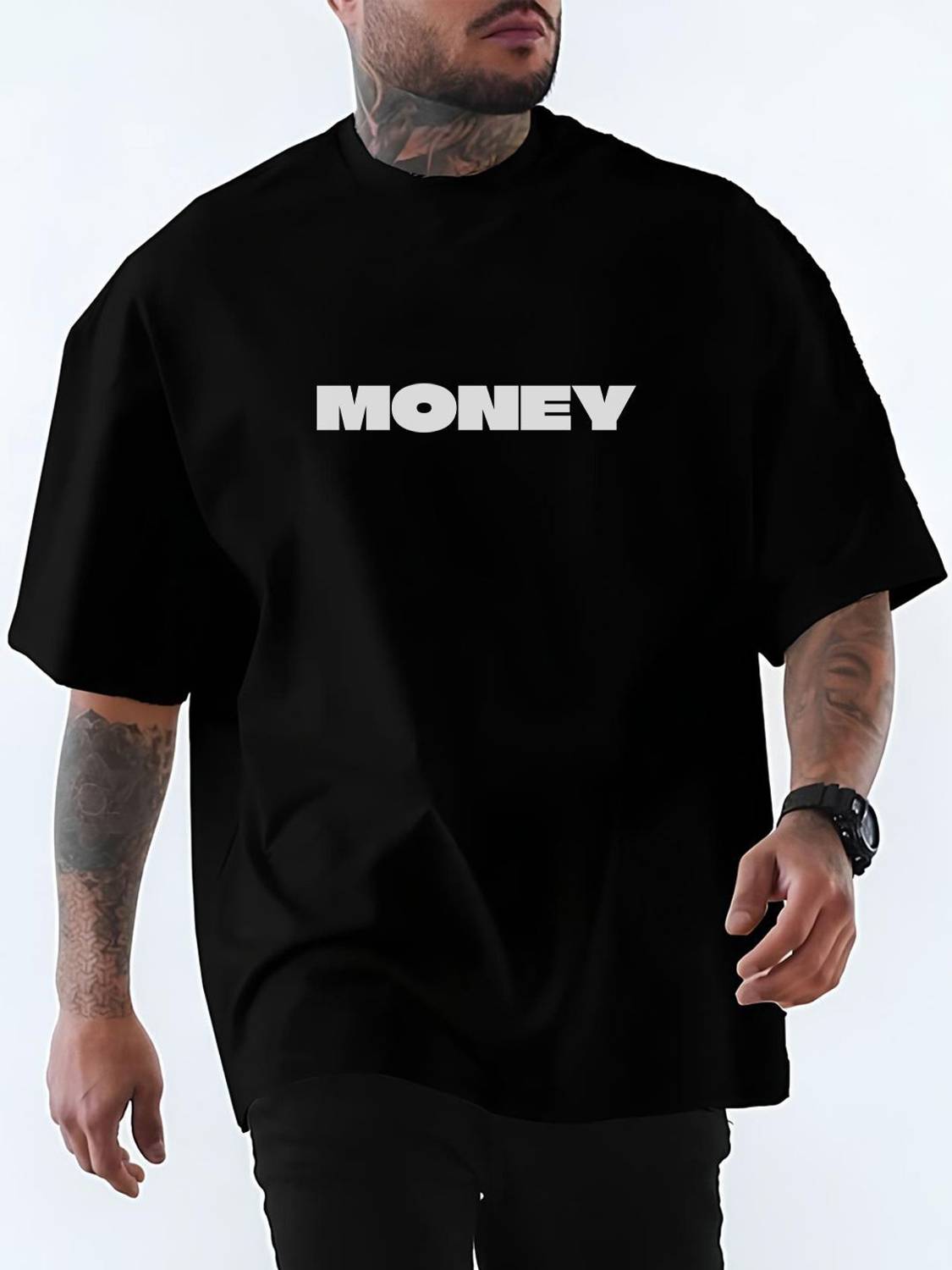 HADAR Men Black Round Neck Cotton Blend T-Shirt - Image 2