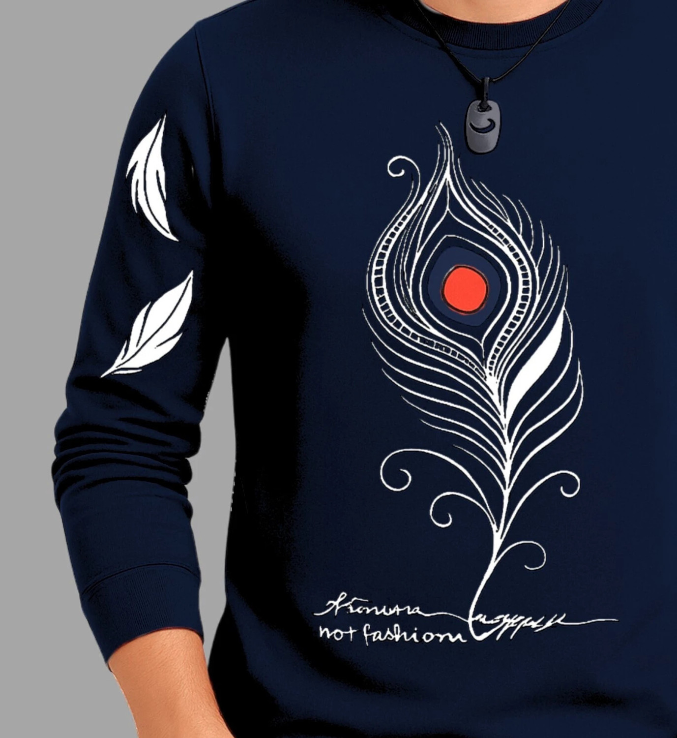 Image of Ticoss Printed Men Round Neck Navy Blue, Dark Blue T-Shirt