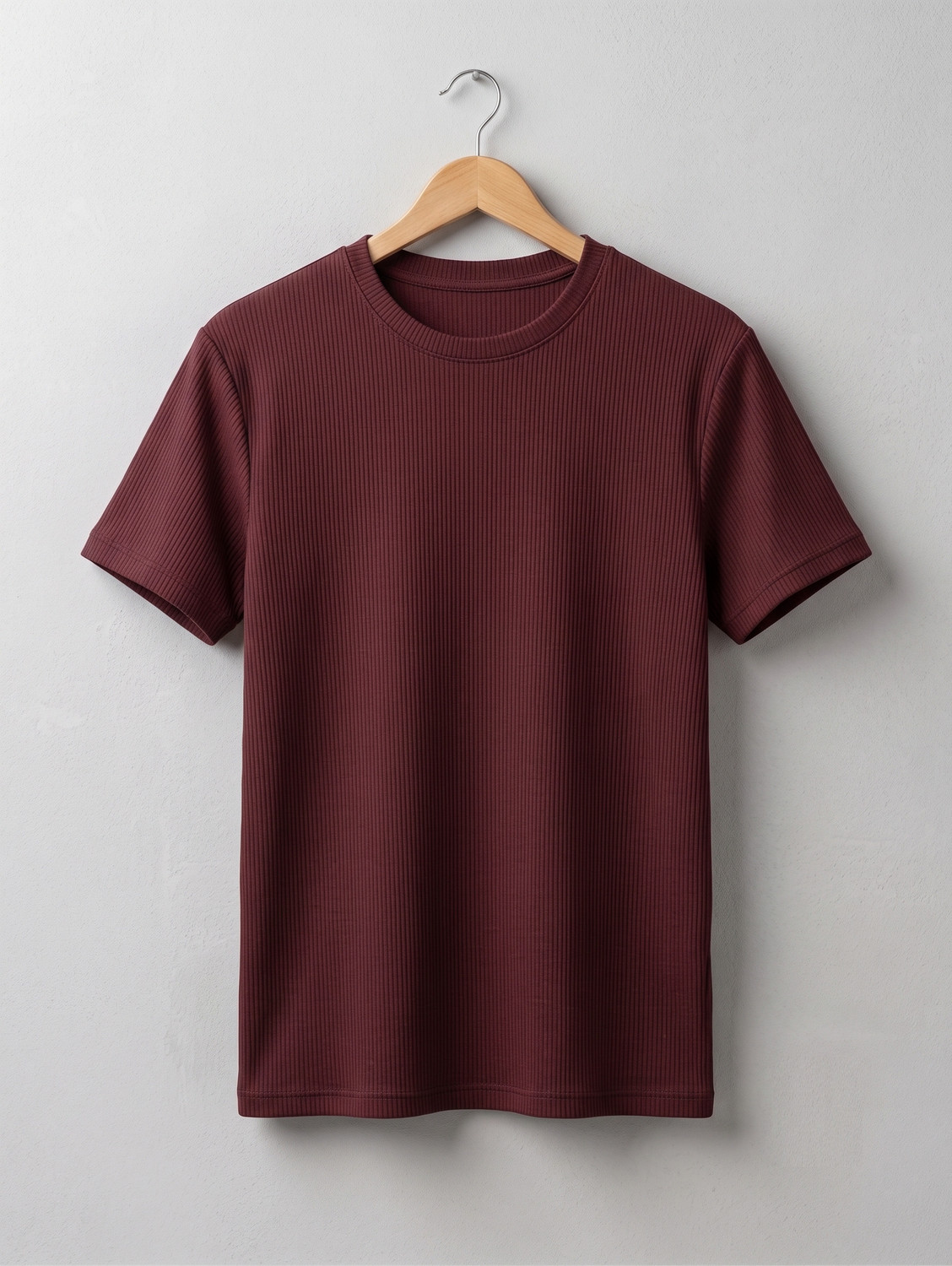 Image of stylesmyth Self Design Men Round Neck Black, Maroon T-Shirt