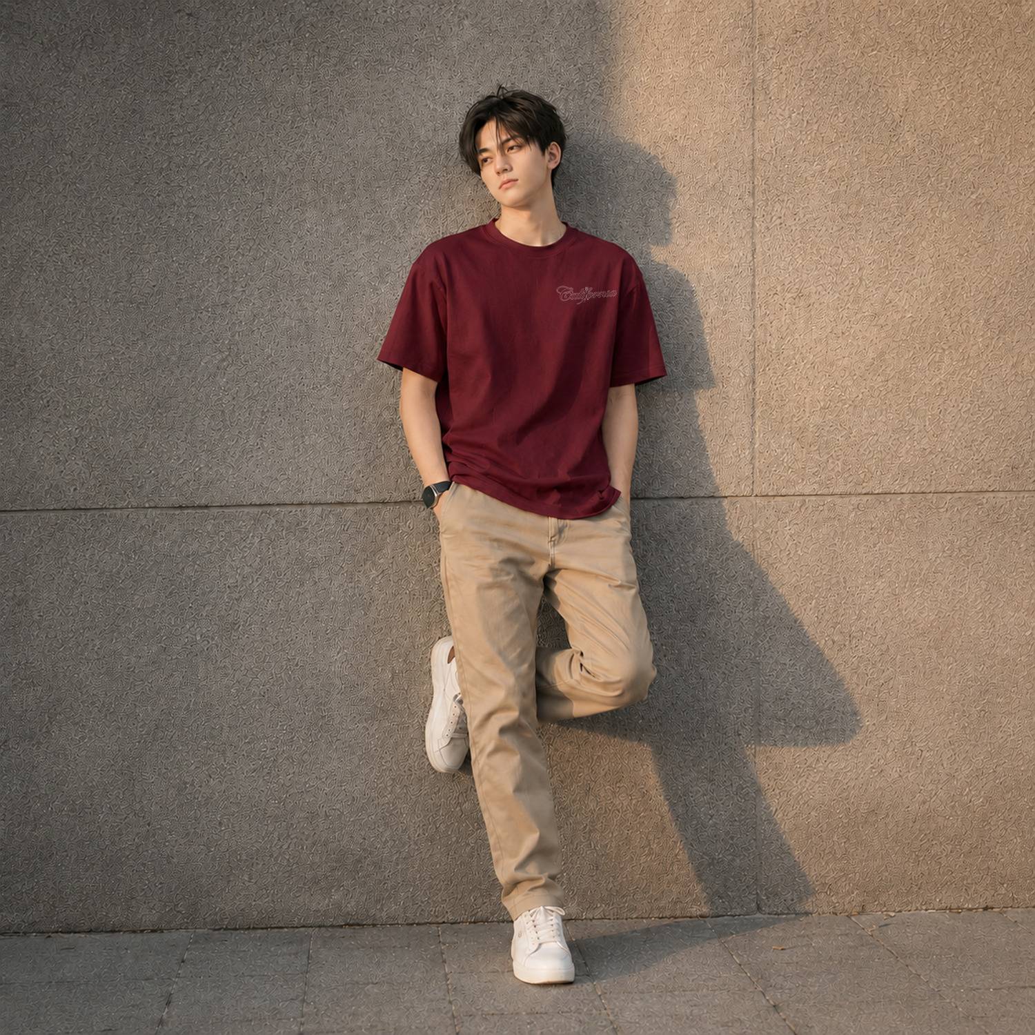 GLOBAL NOMAD Maroon Round Neck T-Shirt - Image 3