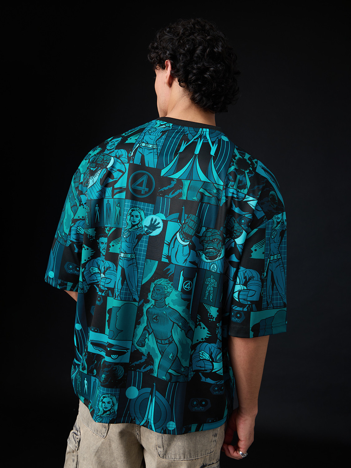 Image of The Souled Store Cartoon Men Round Neck Blue T-Shirt