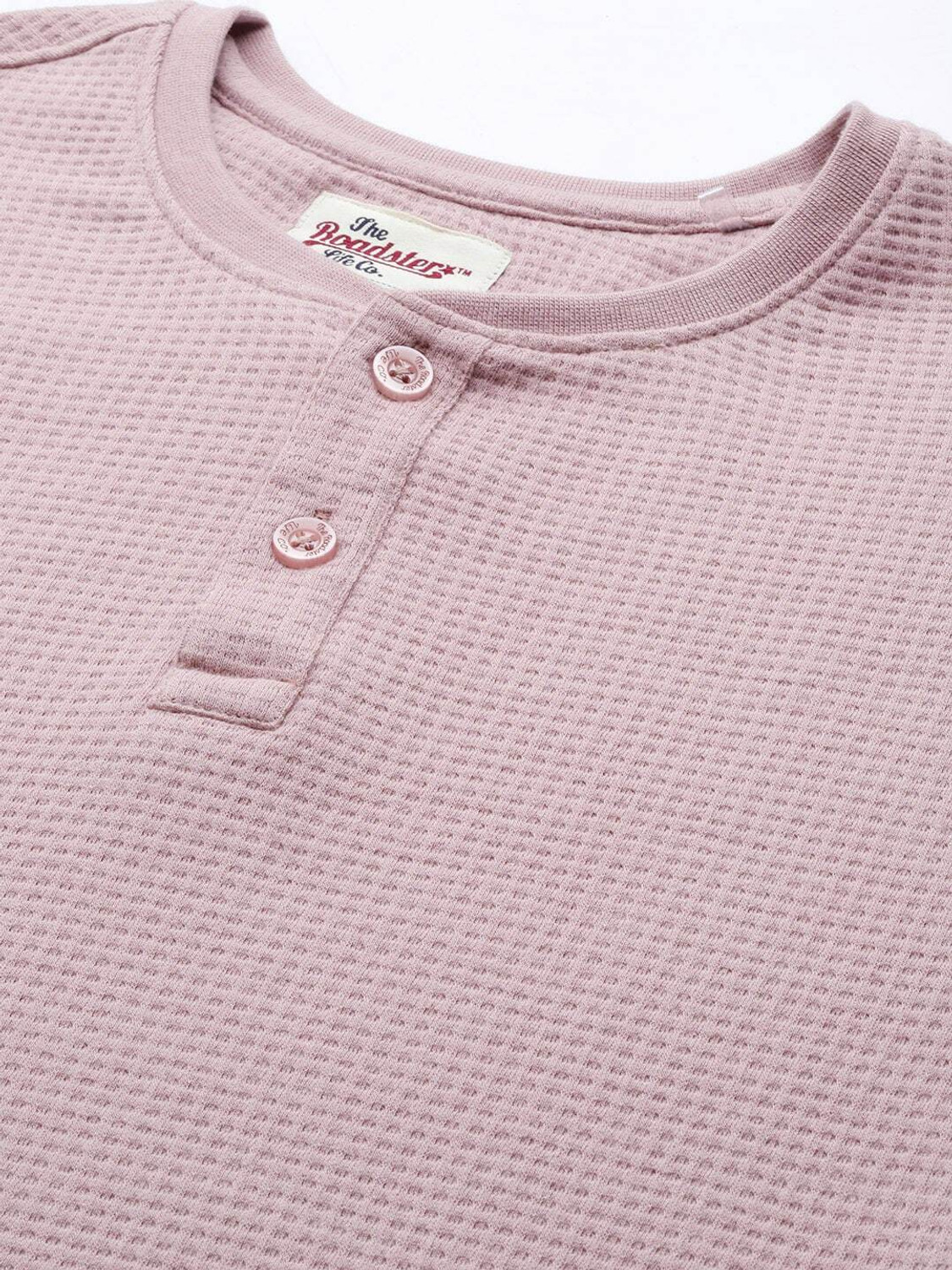 Image of Roadster Self Design Men Henley Neck Purple T-Shirt