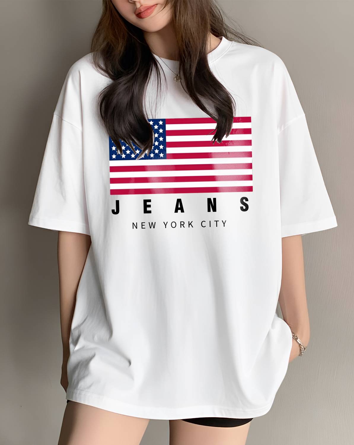 AOOSH Casual Printed Women White Top