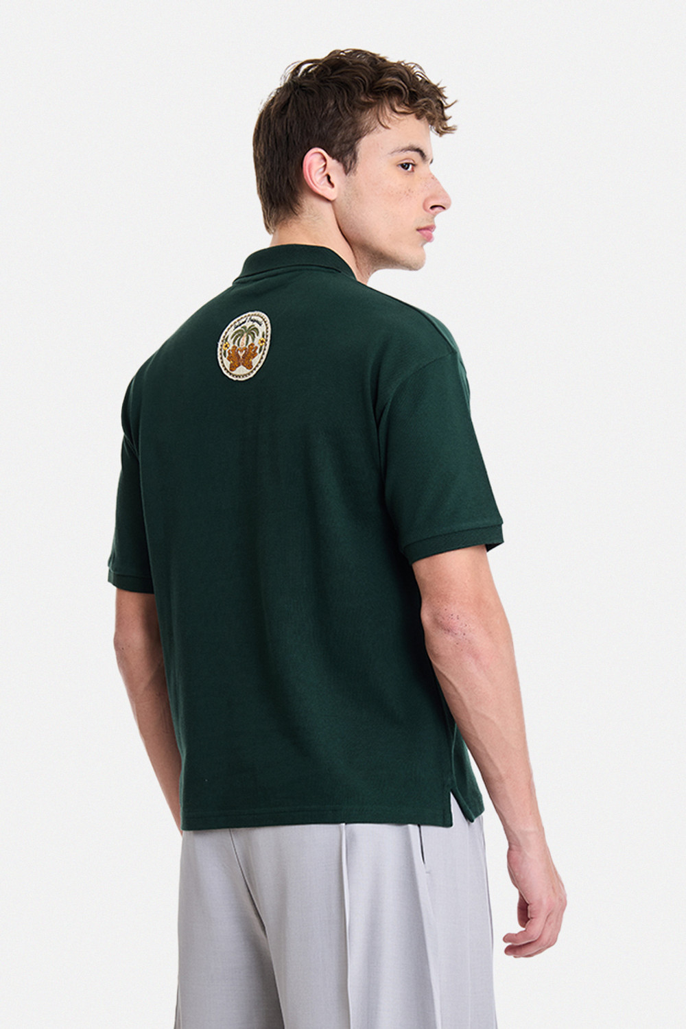Image of Snitch Embroidered Men Polo Neck Dark Green T-Shirt