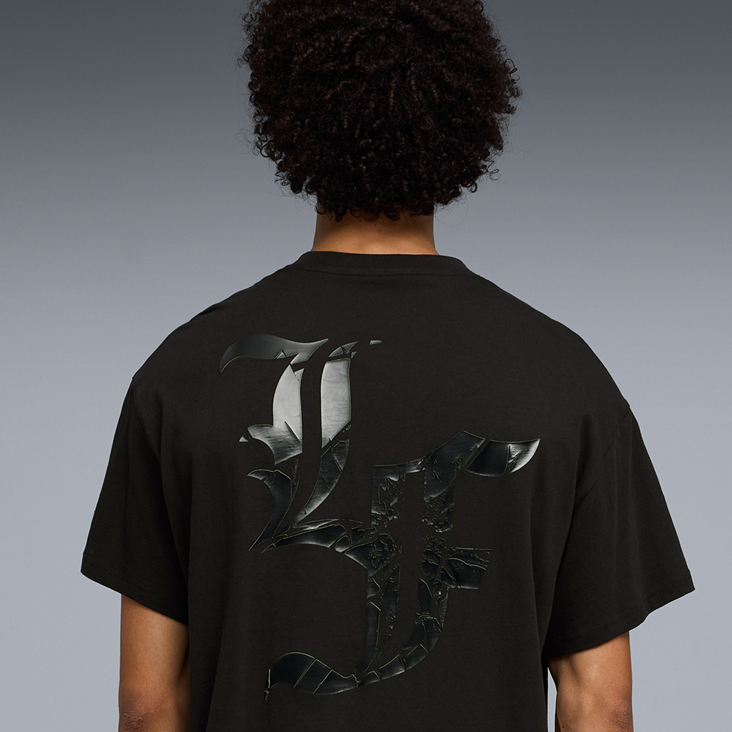 Image of PUMA Printed Men Crew Neck Black T-Shirt