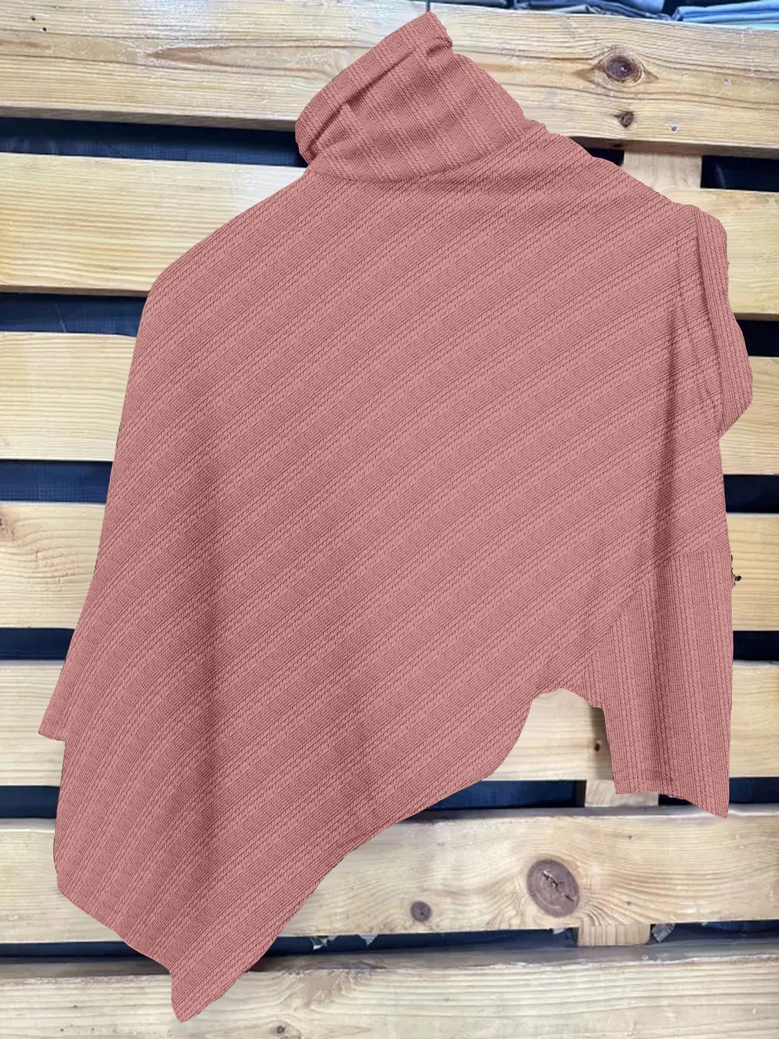 Image of COMBRAIDED Striped Men Zip Neck Pink T-Shirt