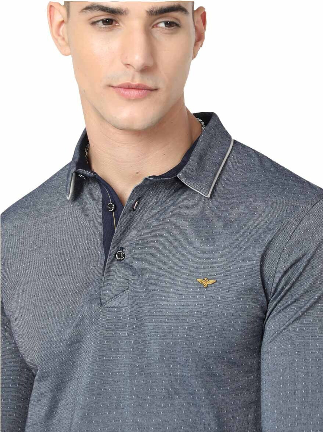 Image of Stellers Solid Men Polo Neck Grey T-Shirt