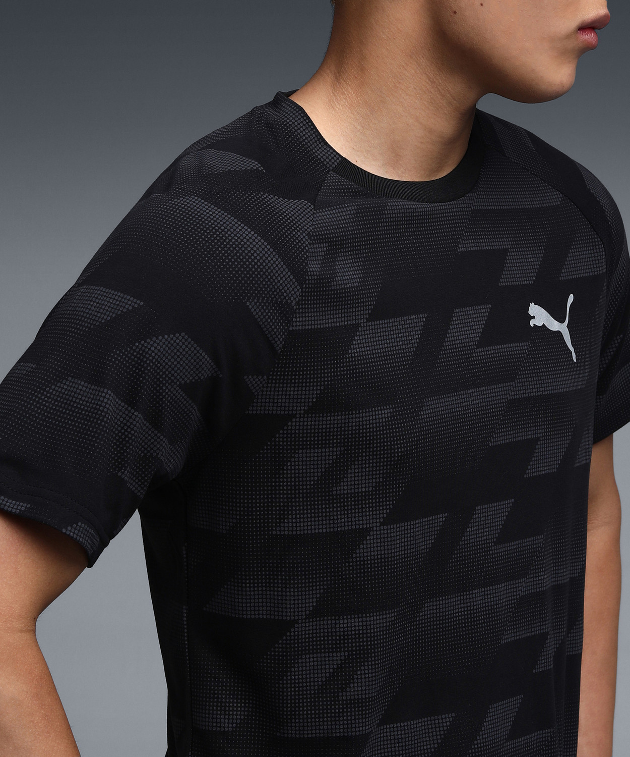 Image of PUMA Printed Men Crew Neck Black T-Shirt