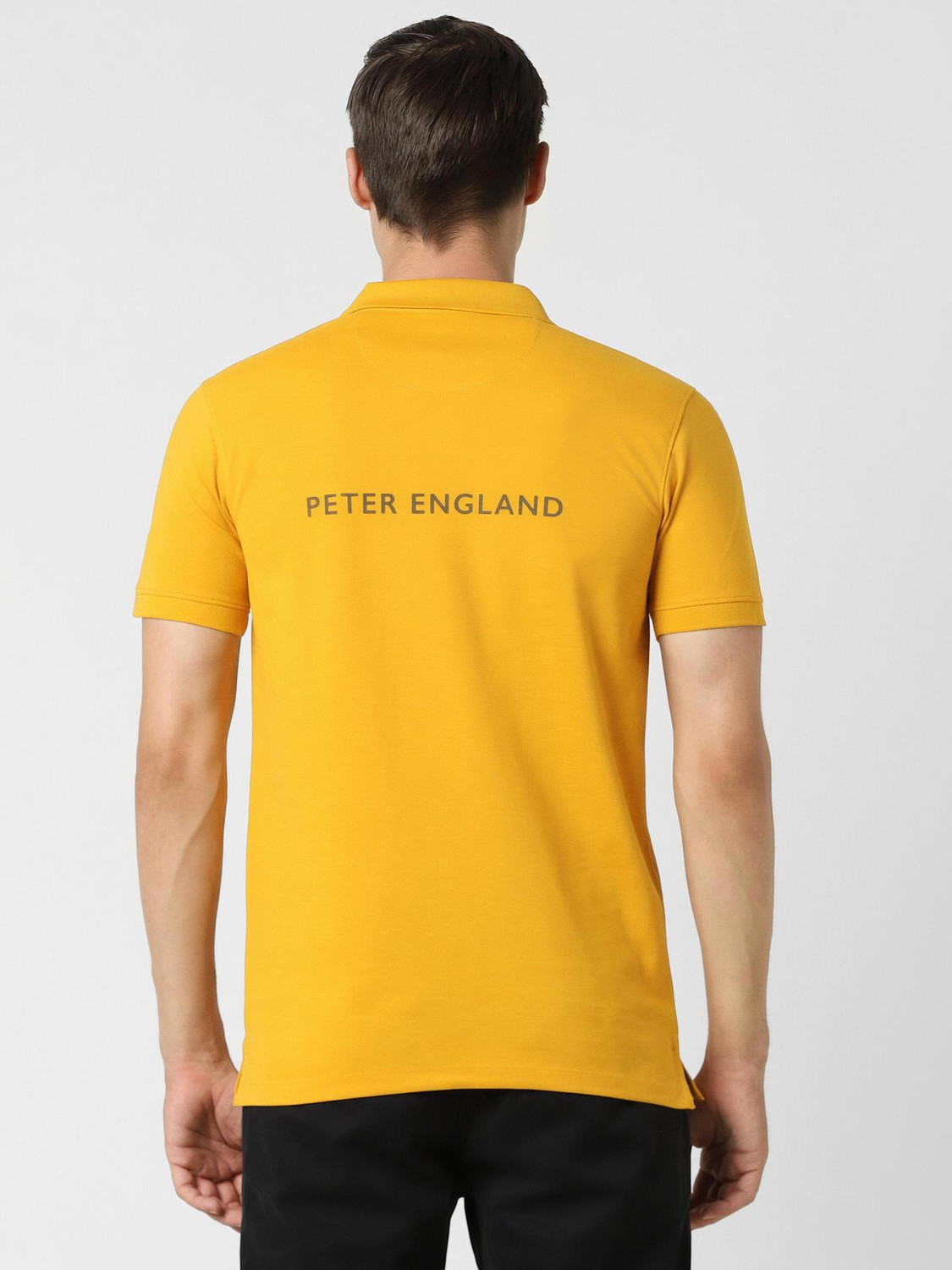 Image of PETER ENGLAND Checkered Men Polo Neck Maroon T-Shirt