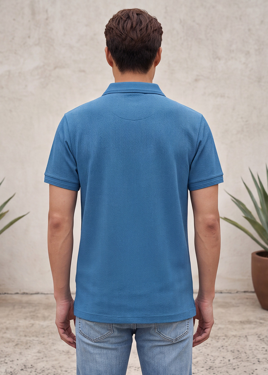 Image of KILLER Solid Men Polo Neck Blue T-Shirt