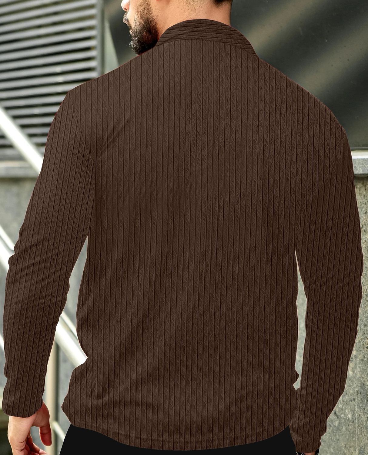 Image of KAJARU Self Design Men Polo Neck Brown T-Shirt