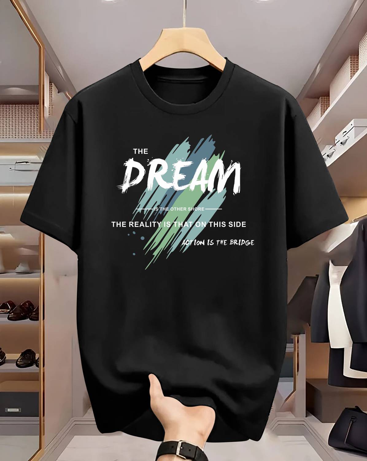 Heartees Graphic Print Men Round Neck Black T-Shirt