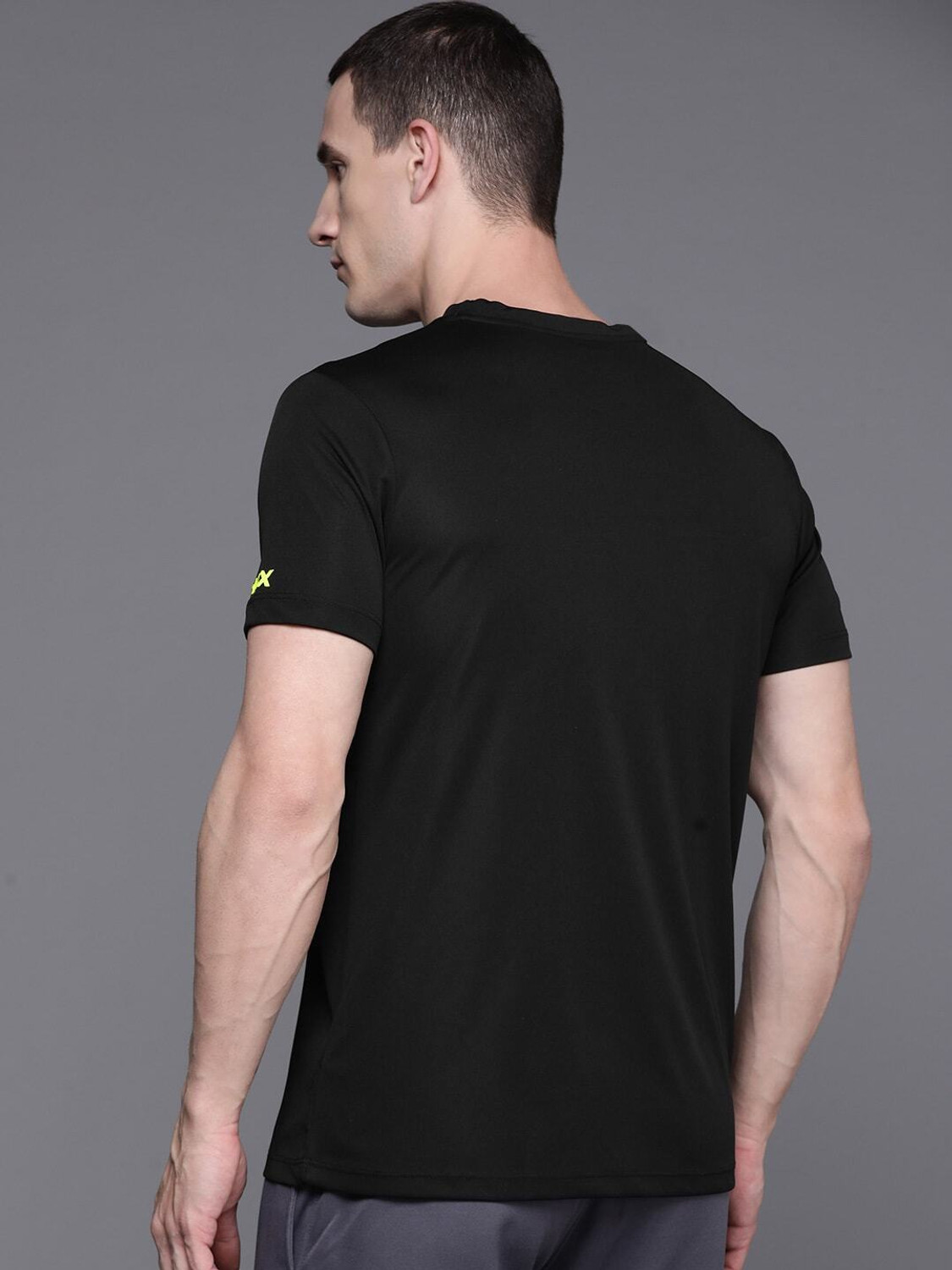 Image of HRX by Hrithik Roshan Printed, Typography Men Round Neck Black T-Shirt