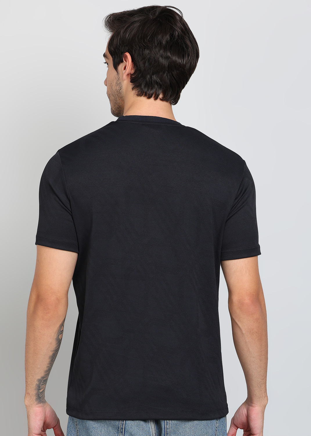 Image of KILLER Men Self Design Round Neck Polyester Black T-Shirt