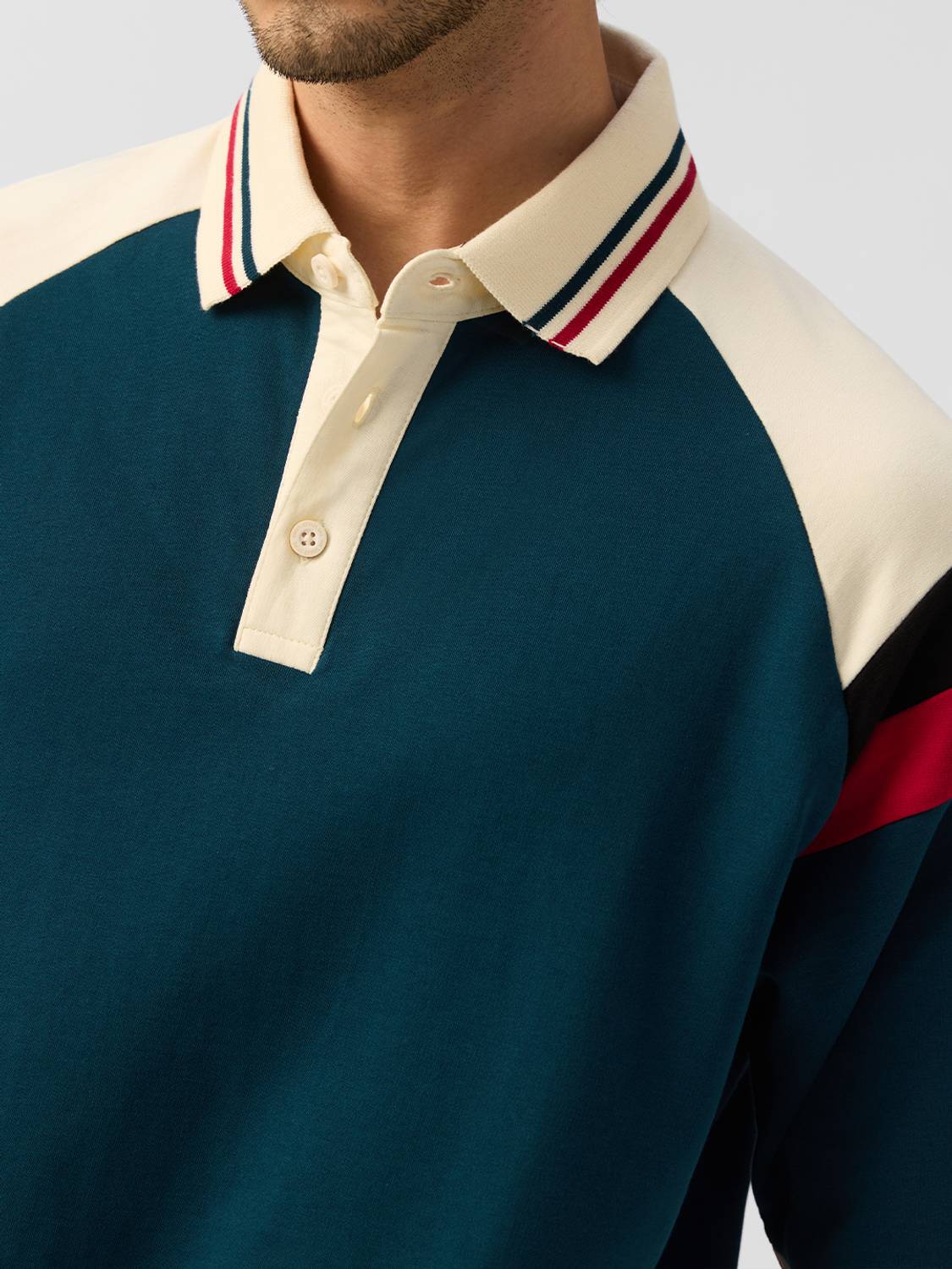 The Souled Store Dark Blue Polo Neck T-Shirt - Image 4