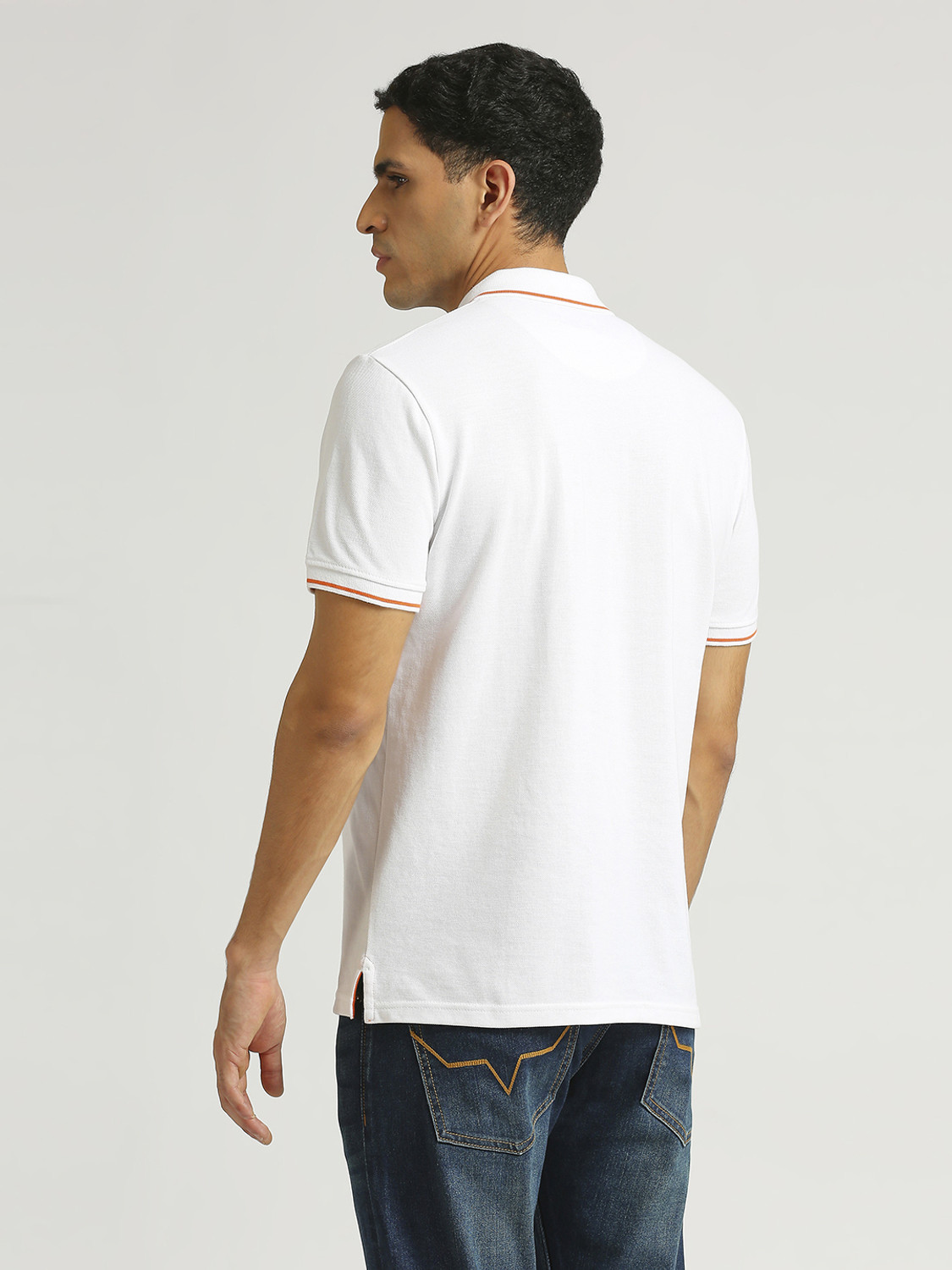 Image of Pepe Jeans Solid Men Polo Neck White T-Shirt