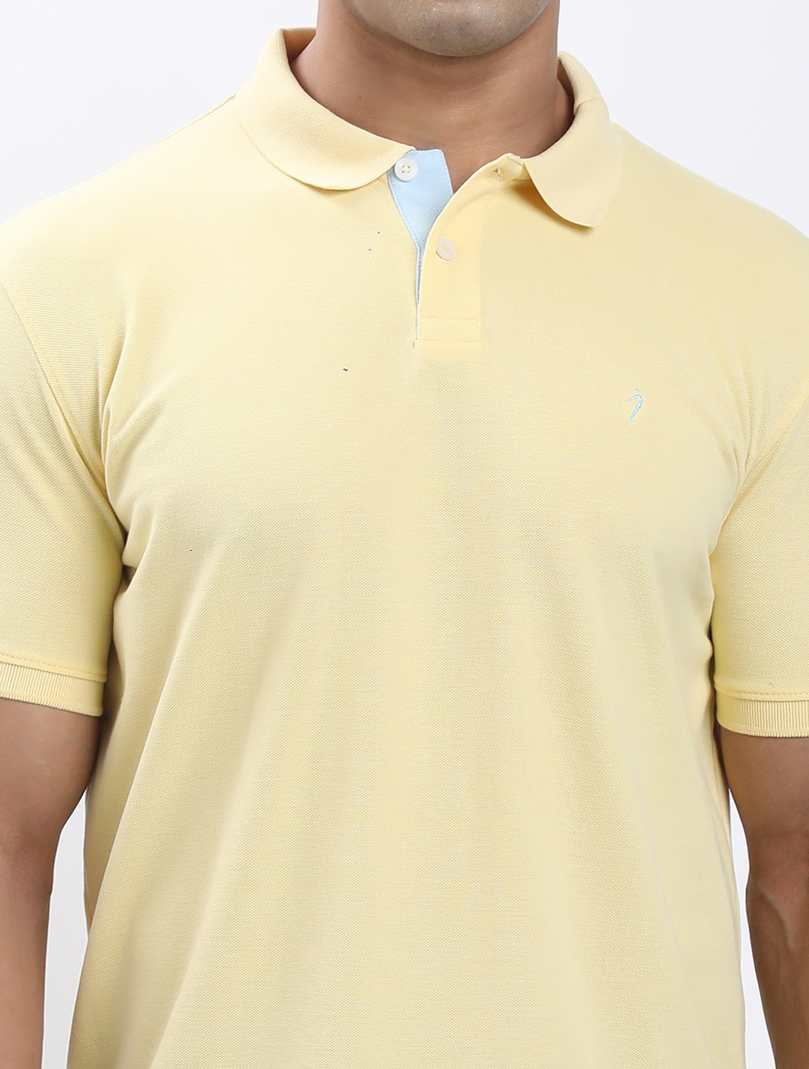 Image of INDIAN TERRAIN Solid Men Polo Neck Yellow T-Shirt