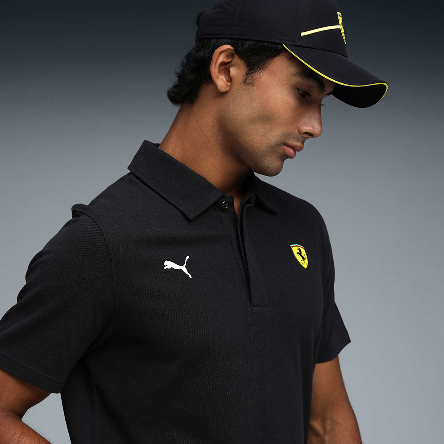 Image of PUMA Solid Men Polo Neck Black T-Shirt