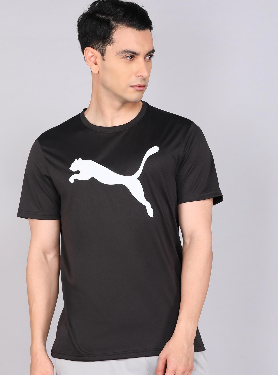 Image of PUMA Solid Men Crew Neck Black T-Shirt
