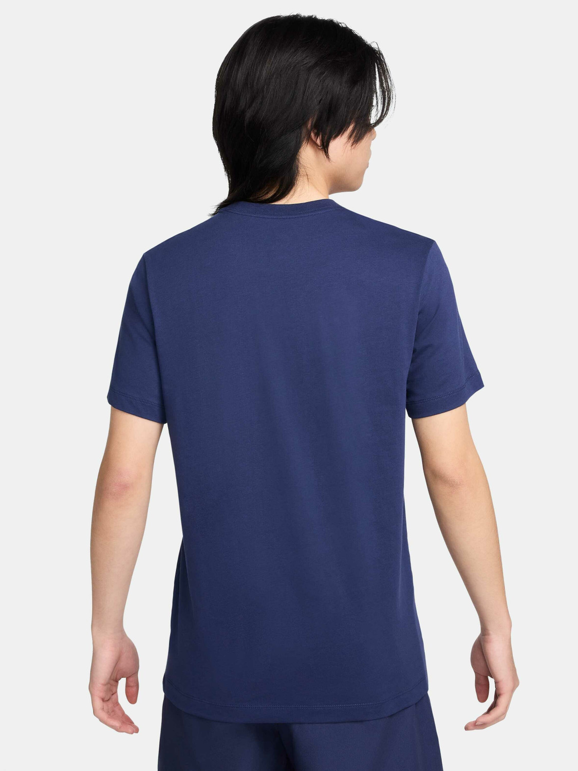 Image of NIKE Solid Men Crew Neck Blue T-Shirt