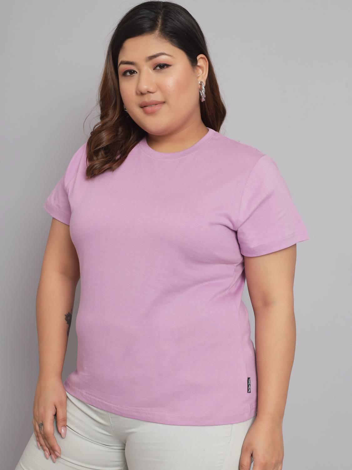 BEYOUND SIZE - THE DRY STATE Printed Women Round Neck Purple T-Shirt