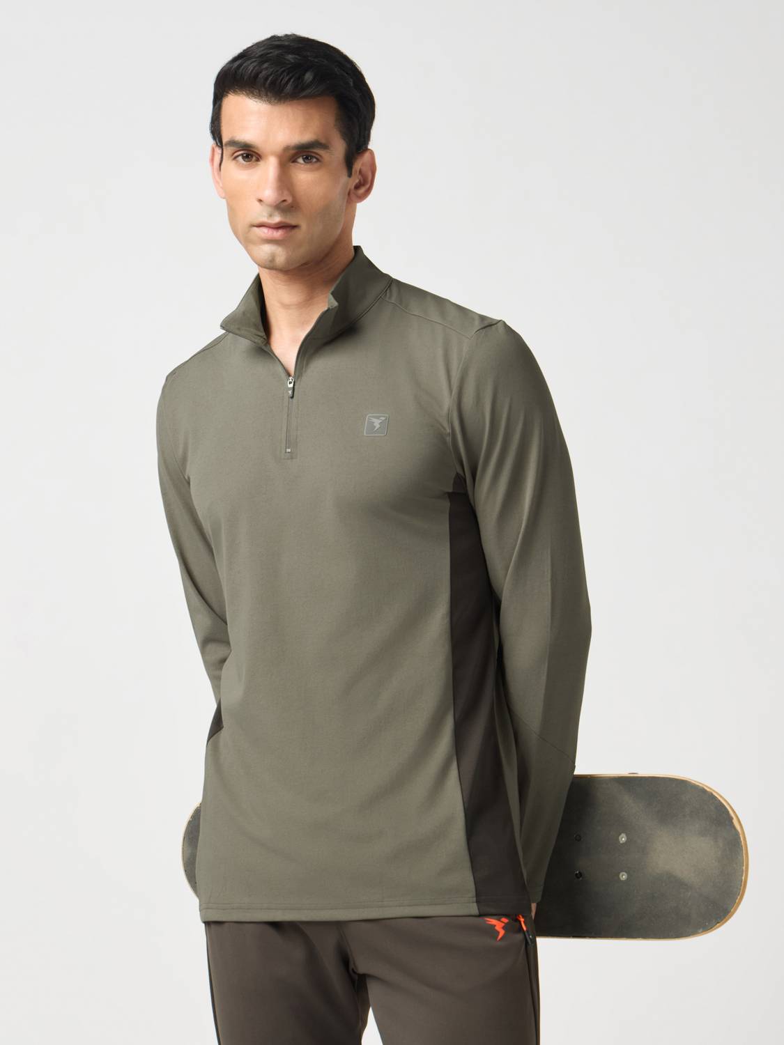 TECHNOSPORT Colorblock Men High Neck Light Green T-Shirt