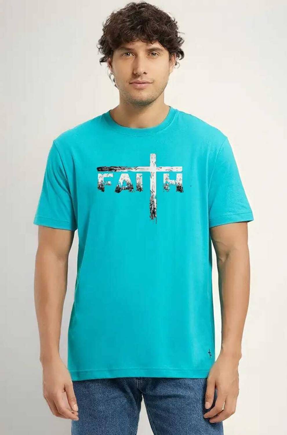 stylesmyth Men Blue Printed Round Neck T-Shirt - Image 1