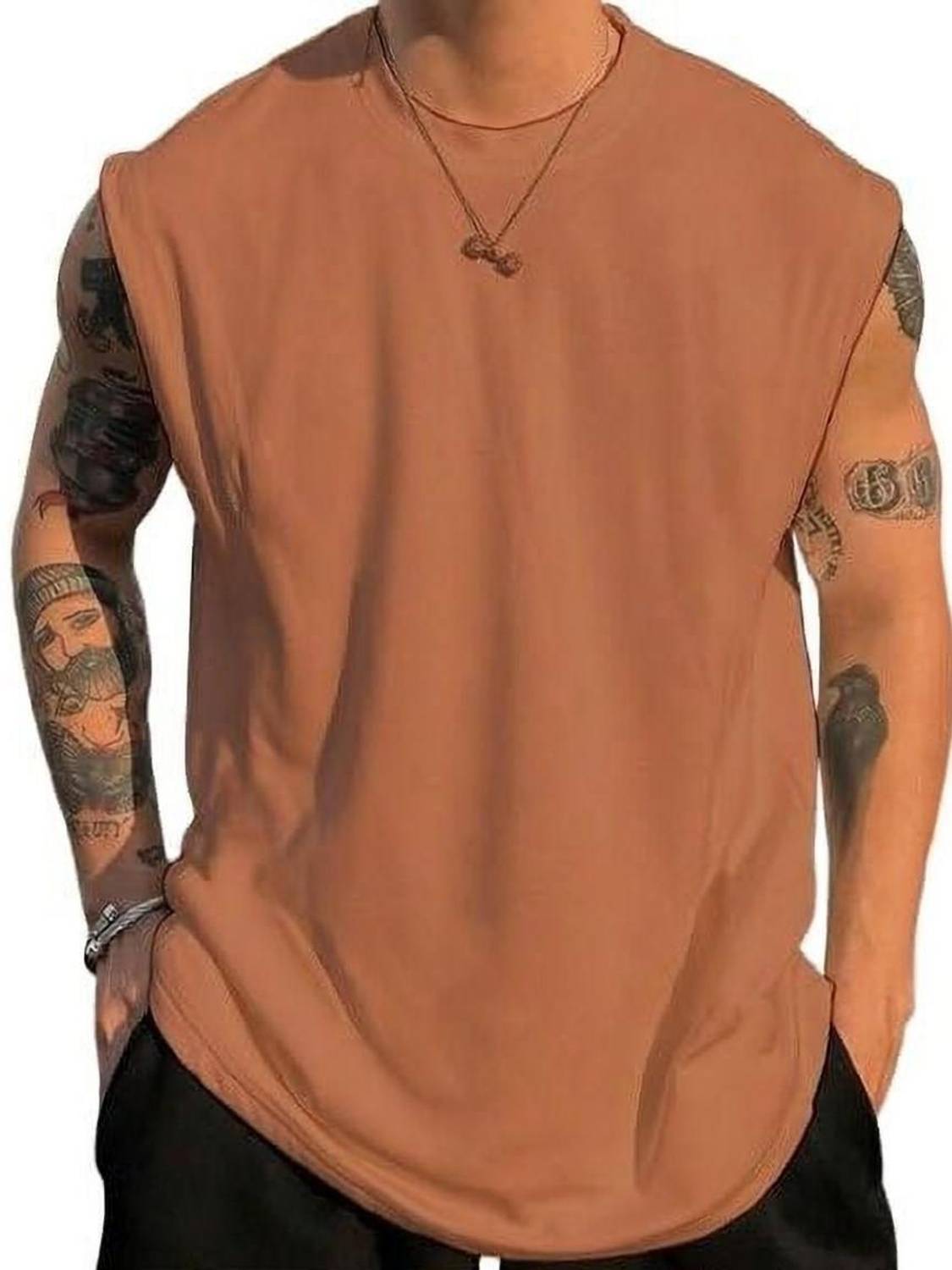 Blendora Solid Men Round Neck Brown T-Shirt