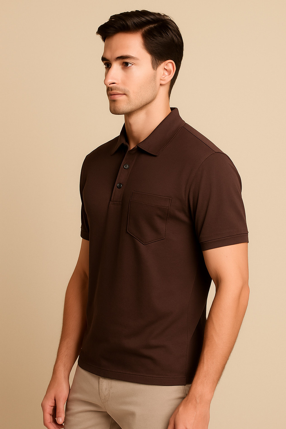 Image of Fleximaa Solid Men Polo Neck Brown T-Shirt