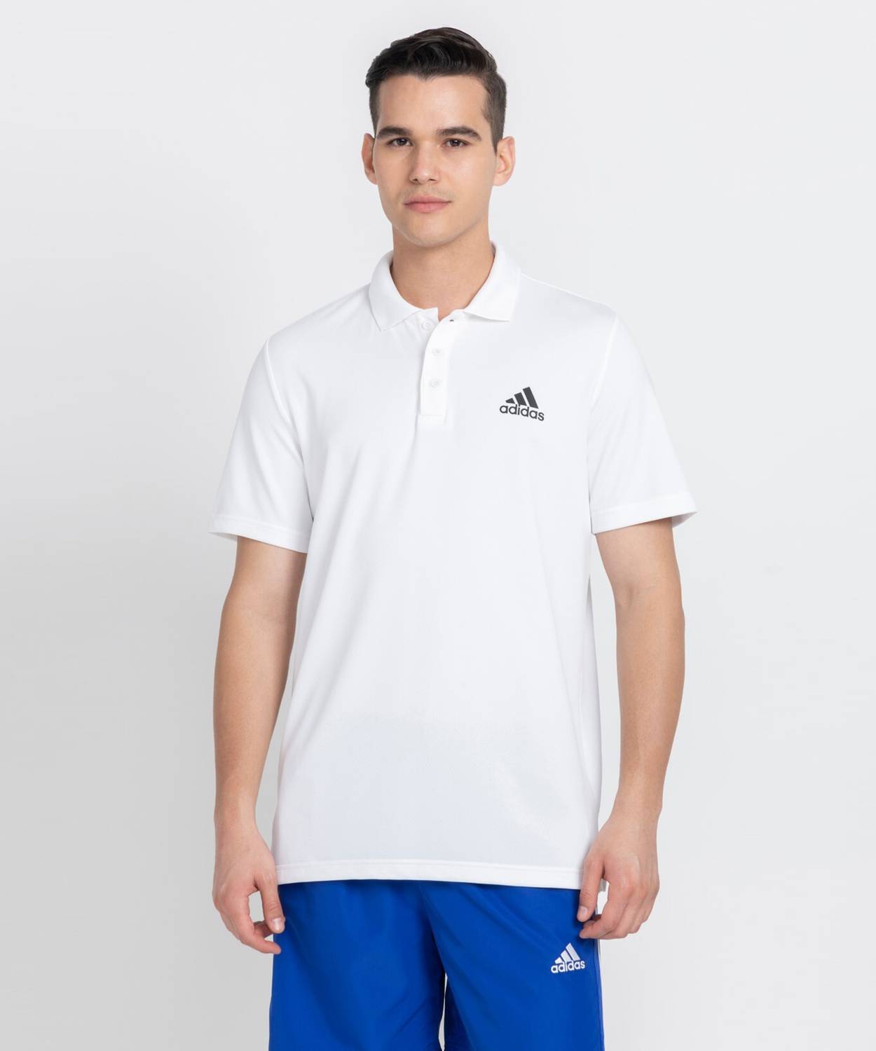 ADIDAS Printed Men Polo Neck White T-Shirt