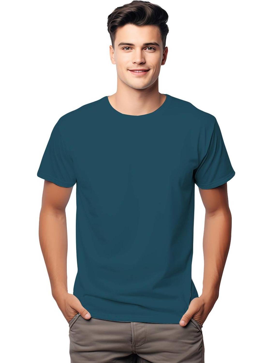 Checks & Squires Solid Men Round Neck Green T-Shirt