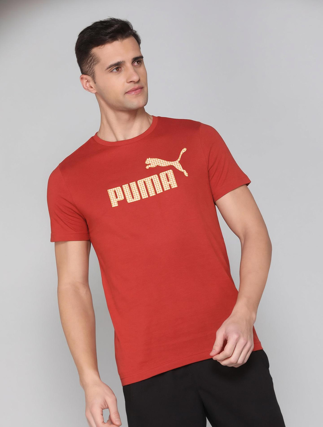 Image of PUMA Printed Men Crew Neck Red T-Shirt
