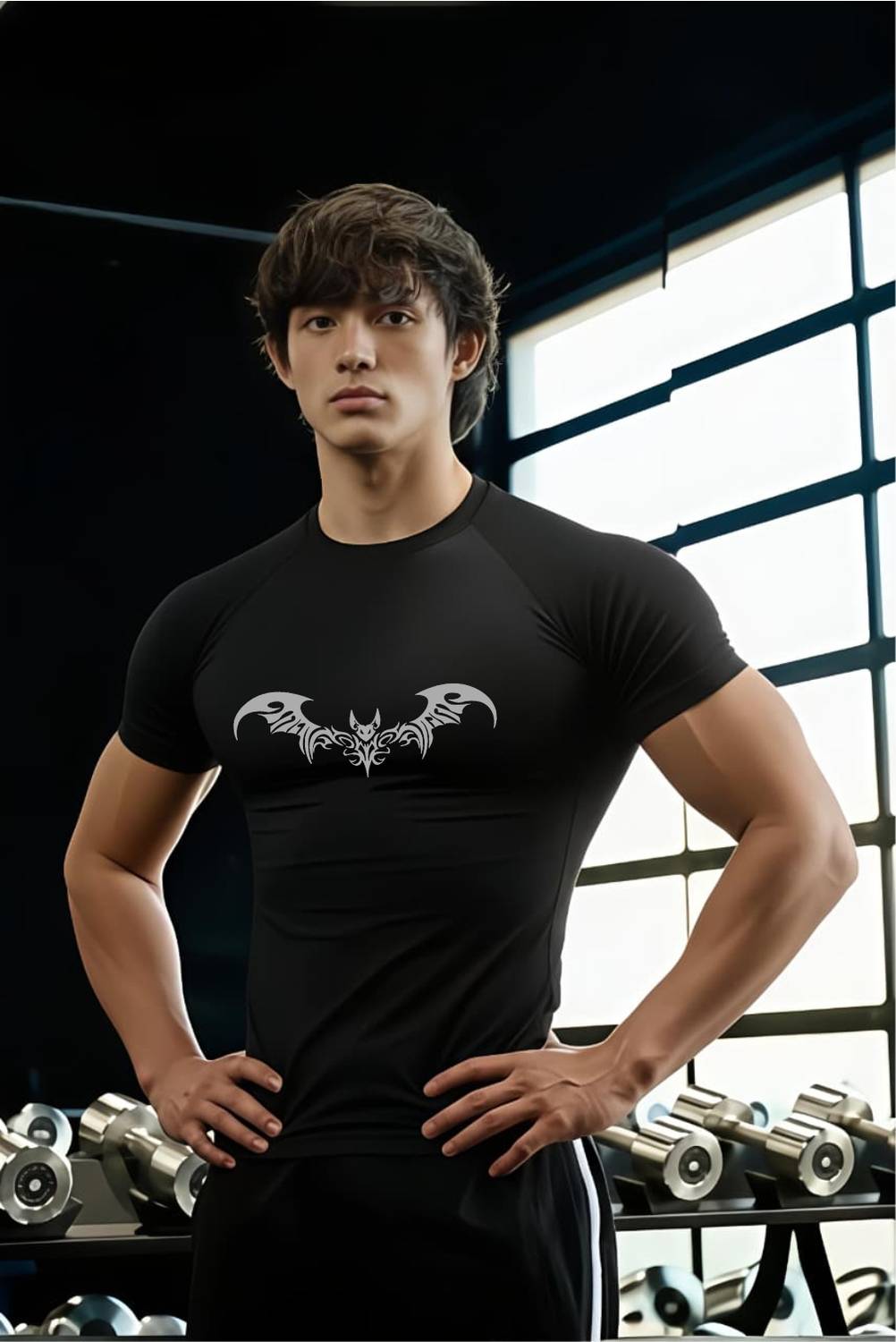 Everloom Men Self Design Round Neck Polyester Black T-Shirt