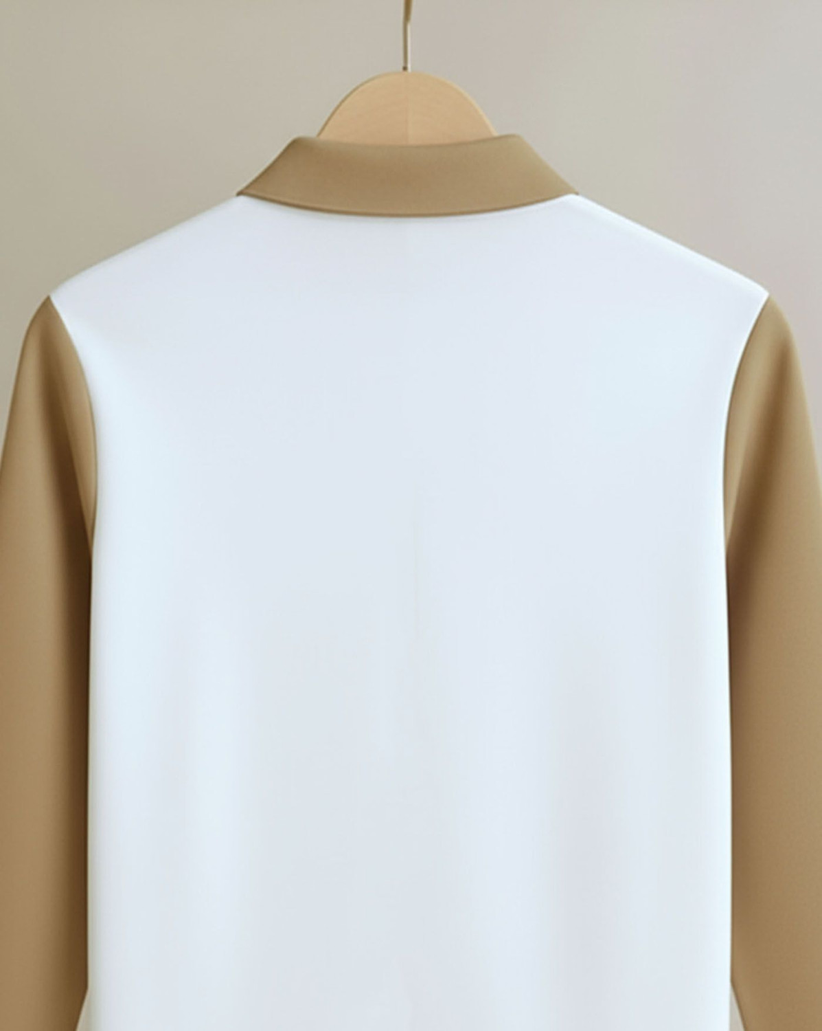 Image of AUSK Colorblock Men Polo Neck Beige, White T-Shirt