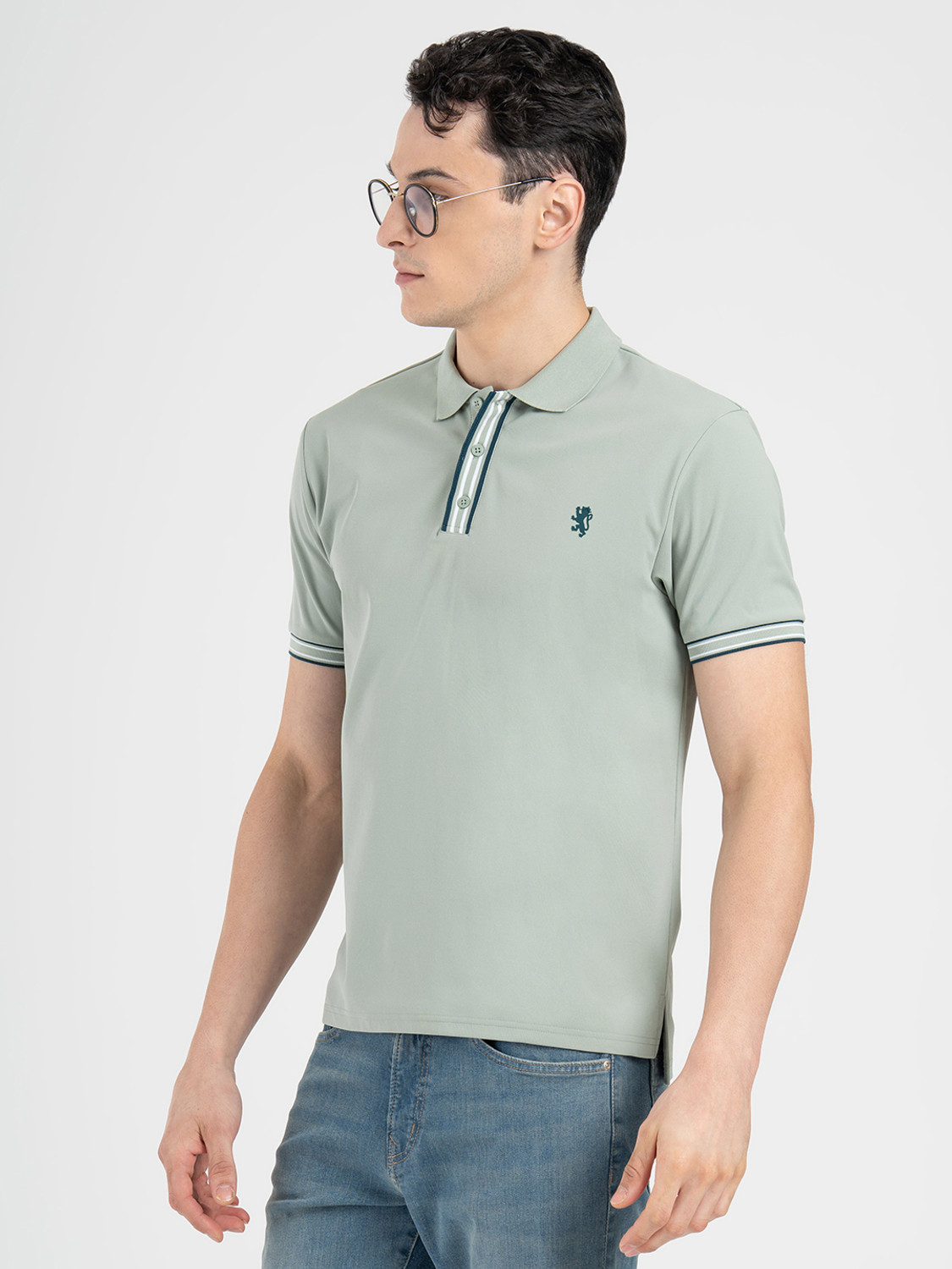 Image of RED TAPE Solid Men Polo Neck Light Green T-Shirt