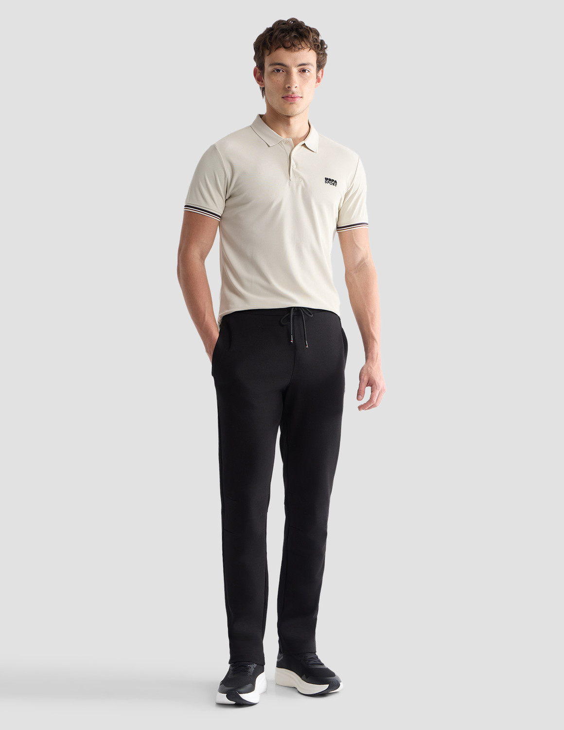 Image of U.S. POLO ASSN. Solid Men Polo Neck Beige T-Shirt
