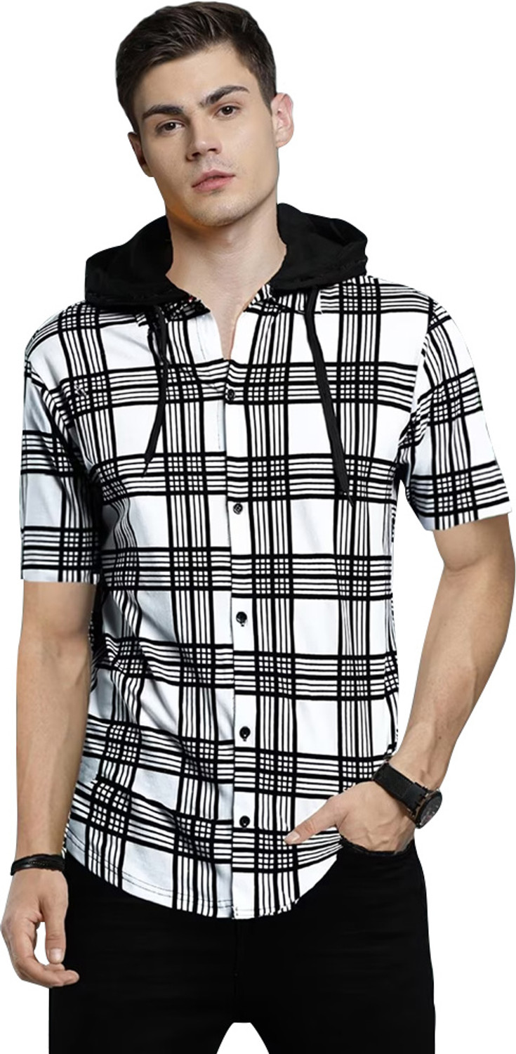 Image of EyeBogler Self Design, Solid Men Hooded Neck White T-Shirt
