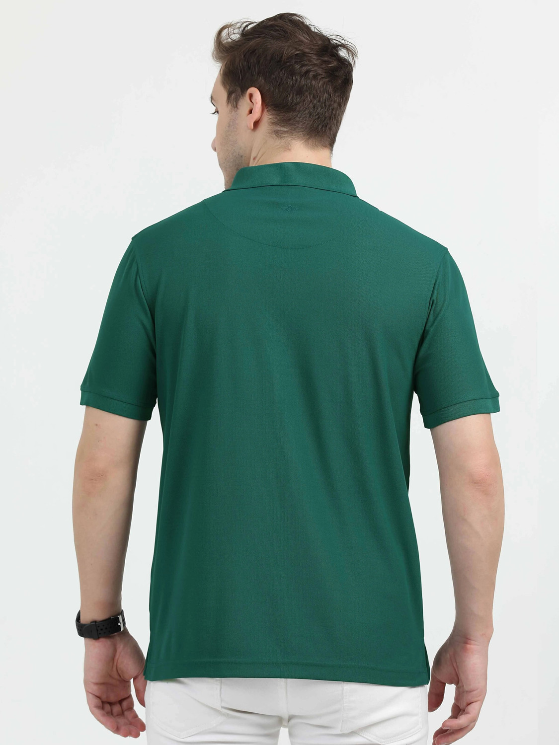 Image of Stellers Solid Men Polo Neck Green T-Shirt