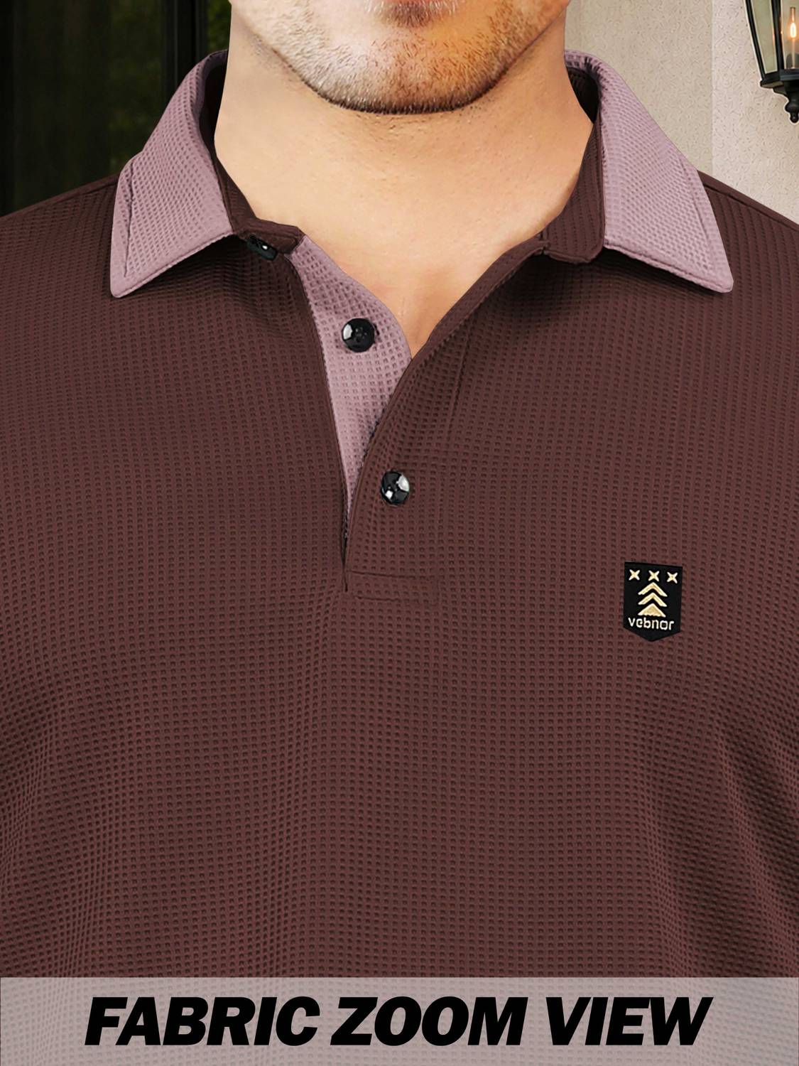 VeBNoR Colorblock Men Polo Neck Brown T-Shirt - Image 5