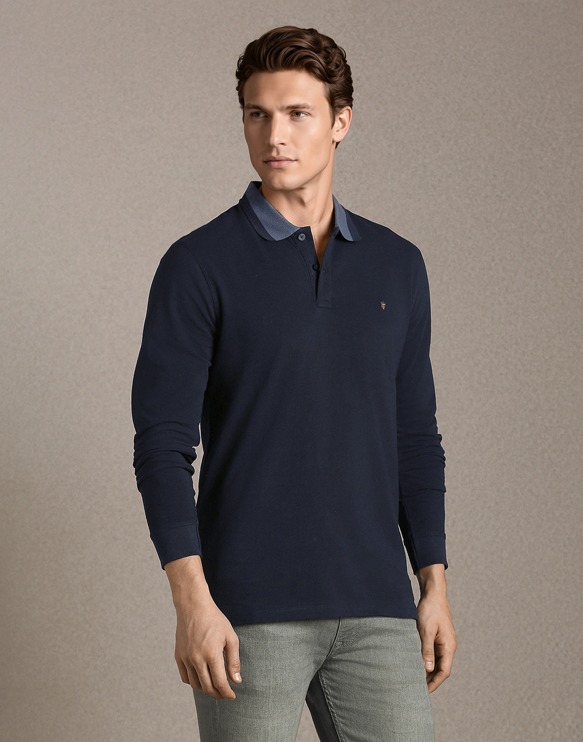 Image of Louis Philippe Jeans Solid Men Polo Neck Blue T-Shirt