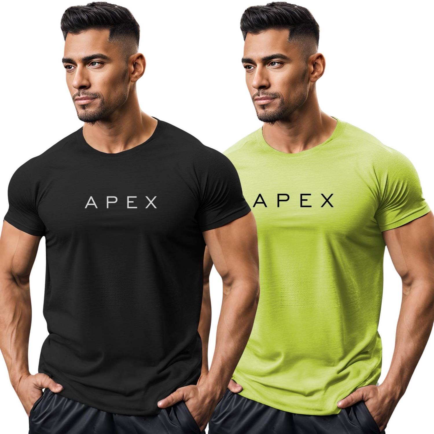 3colors Printed Men Round Neck Black, Green T-Shirt
