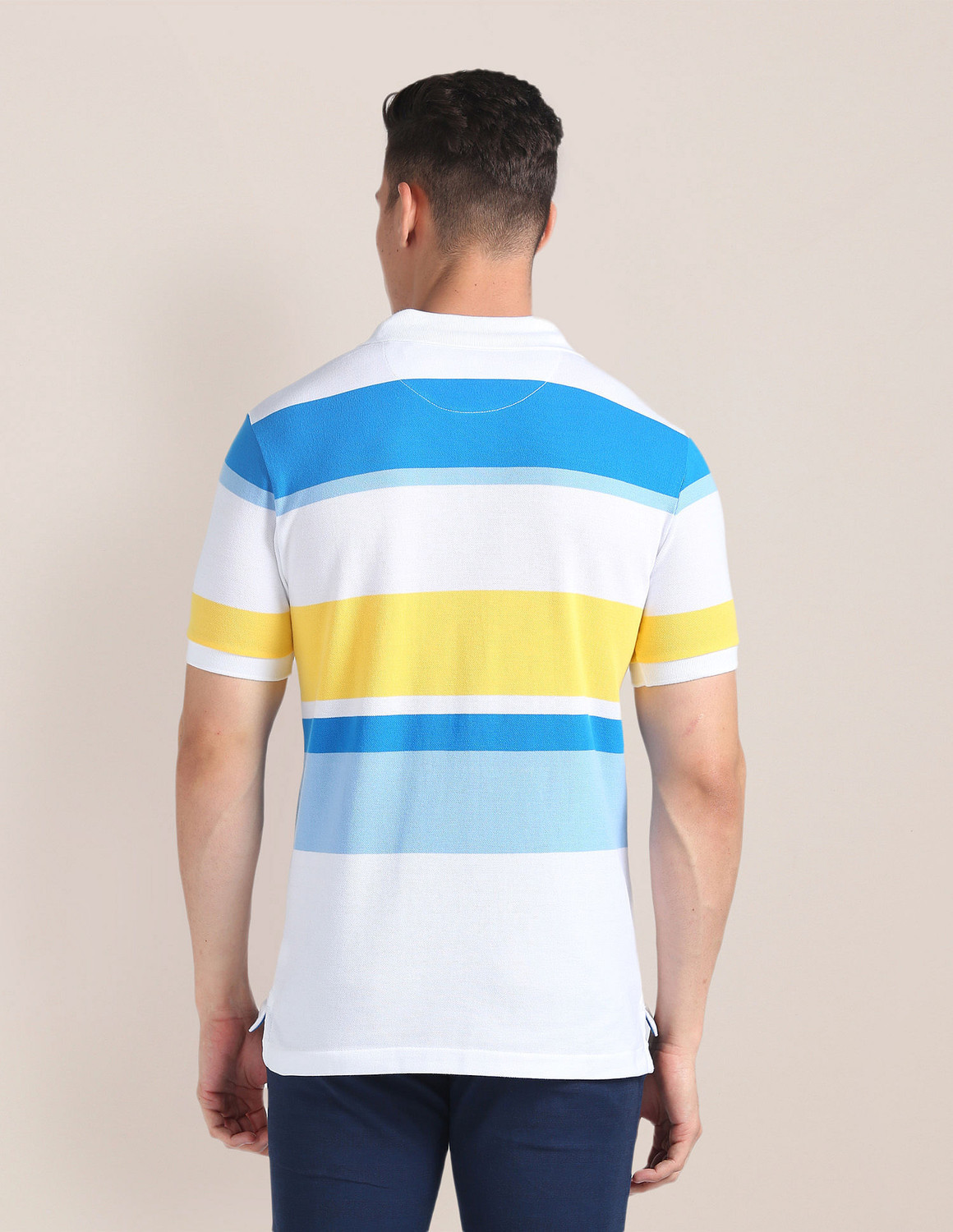 Image of U.S. POLO ASSN. Striped Men Polo Neck Multicolor T-Shirt