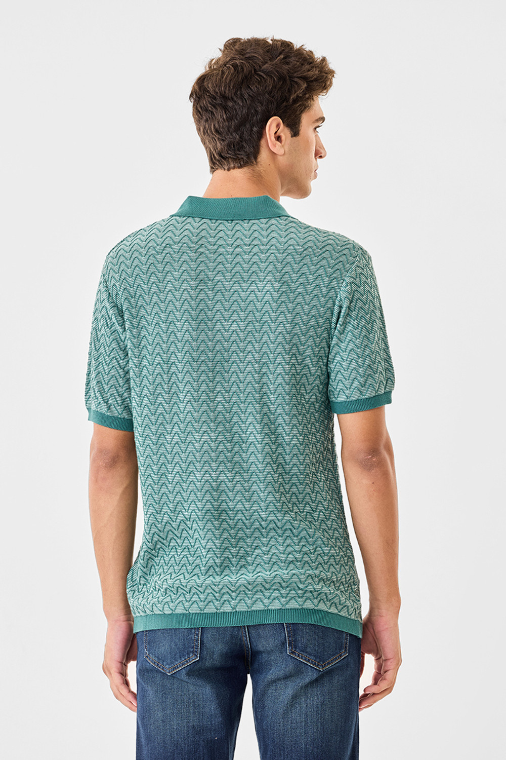 Image of Snitch Chevron /Zig Zag Men Polo Neck Blue T-Shirt