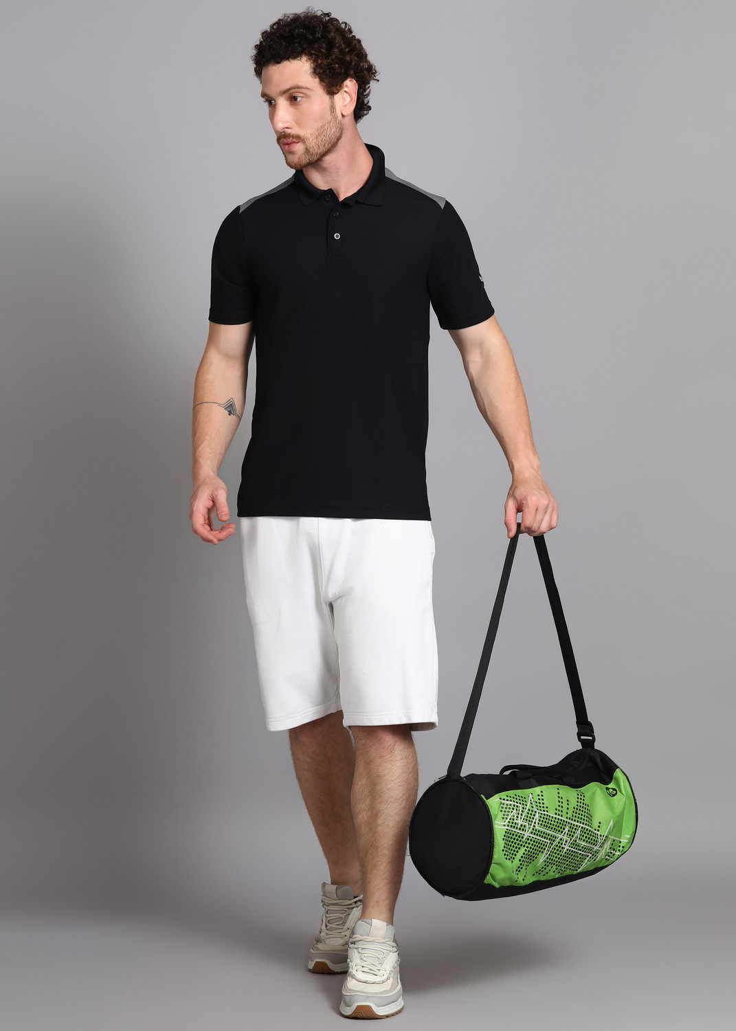 Image of PUMA Colorblock Men Polo Neck Black T-Shirt
