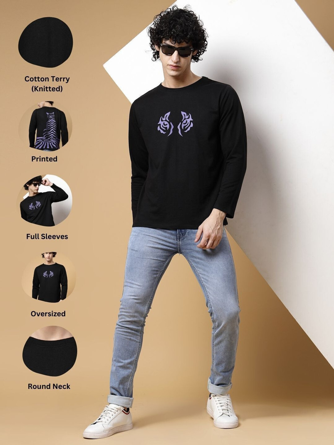 Image of RIGO Printed, Typography Men Round Neck Black T-Shirt