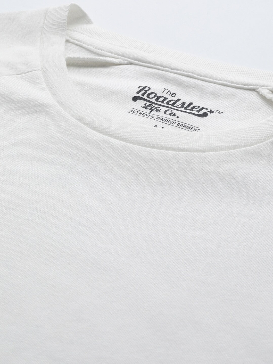 Image of Roadster Solid Men Round Neck White T-Shirt
