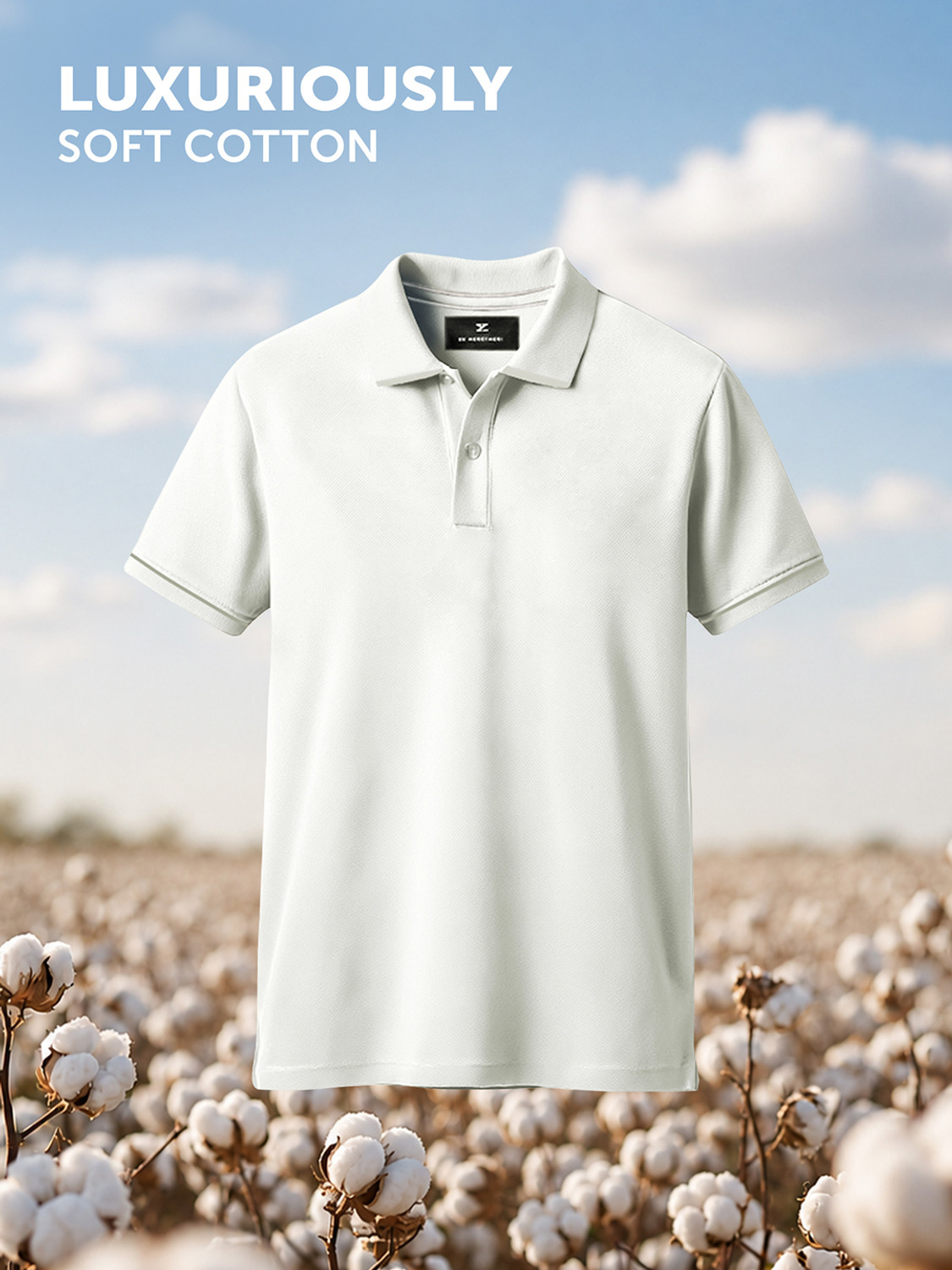 Image of XYXX Solid Men Polo Neck White T-Shirt