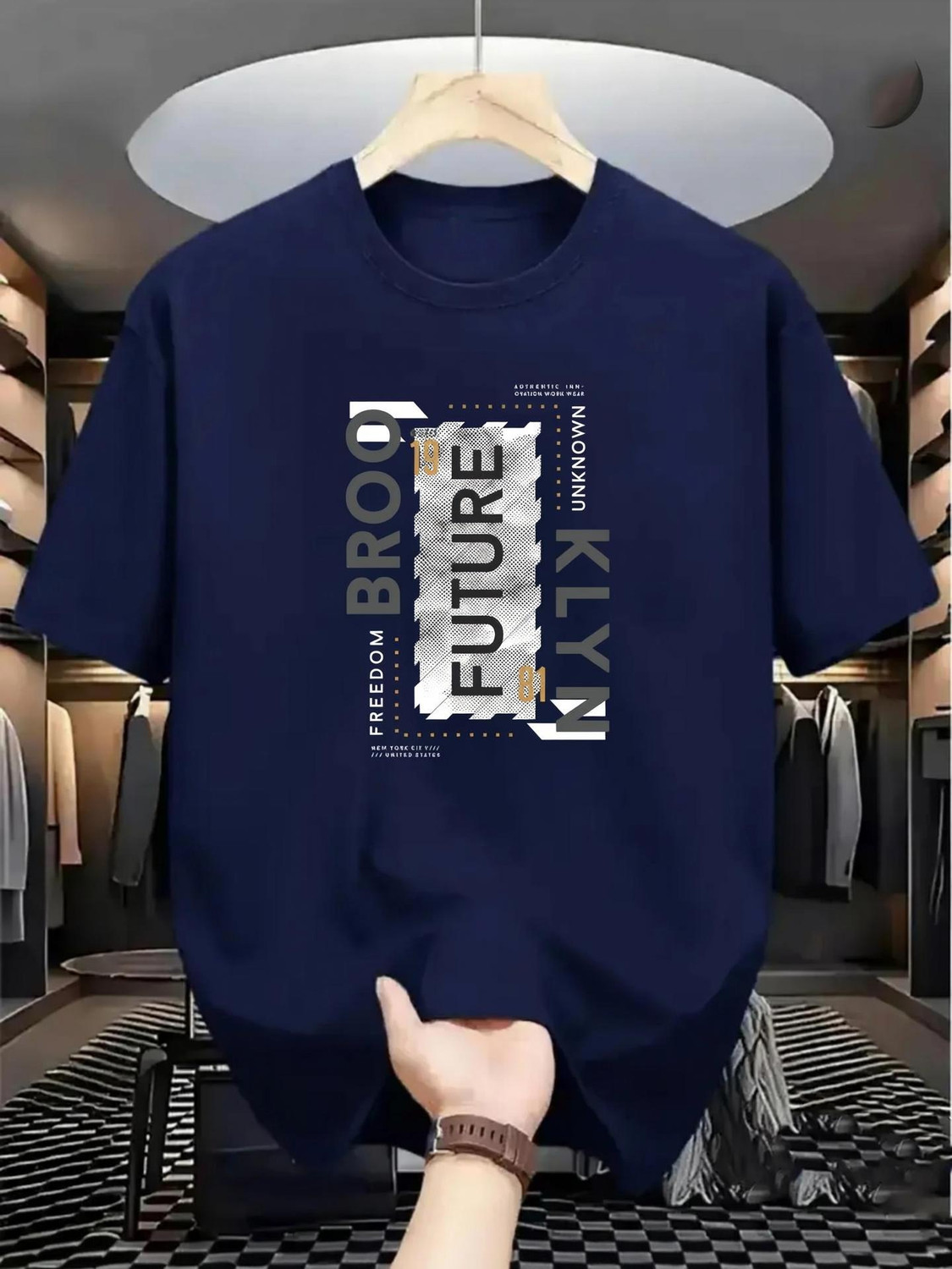 Image of Magneto Printed Men Round Neck Blue T-Shirt