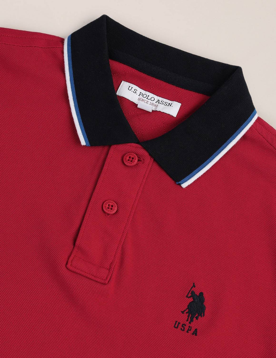 U.S. POLO ASSN. Men Red Polo Neck T-Shirt - Image 2